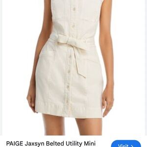 PAIGE Cream Belted Mini Dress